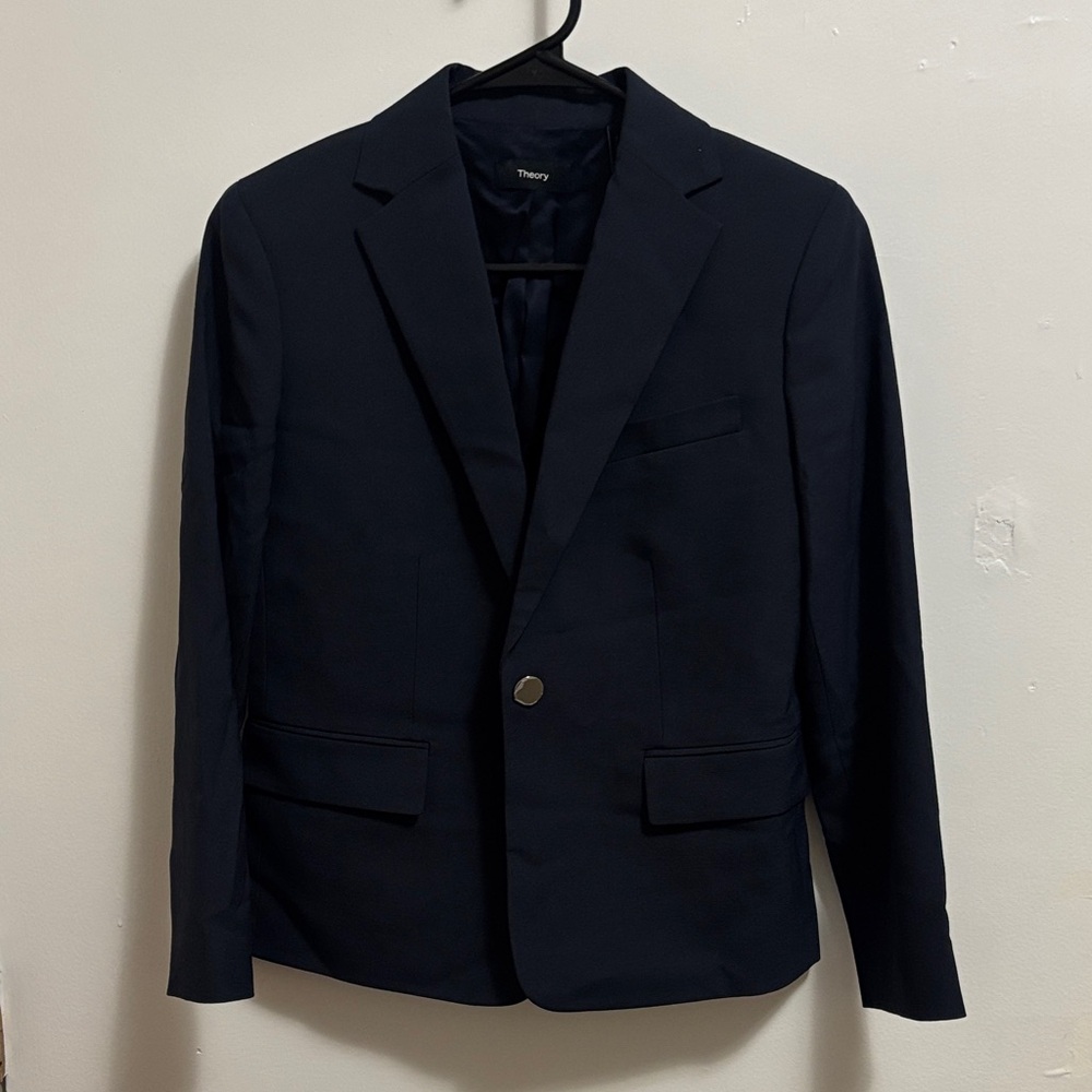 Theory Women's Dark Navy Oxford Wool Blazer
